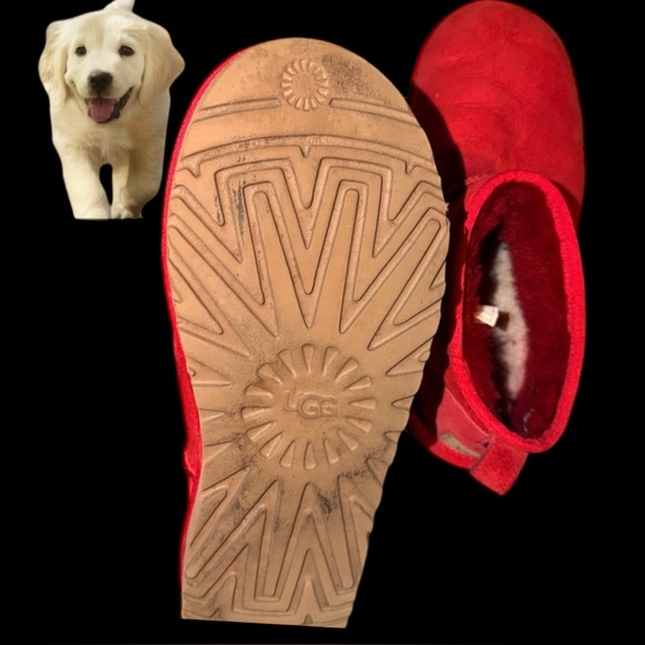 UGG Ultra Mini Red Suede Boots - Picture 4 of 4